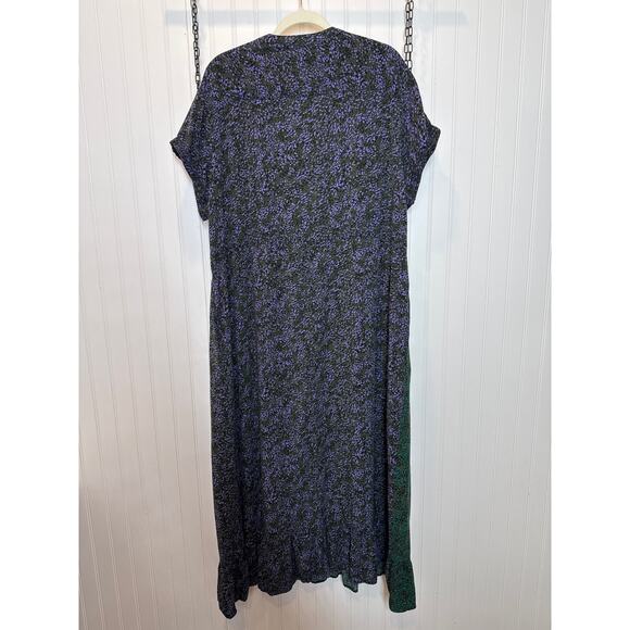 Terra & Sky Dress Cap Sleeve Mandarin Collar Maxi Dress Colorblocked Plus Sze 2X - Picture 3 of 7